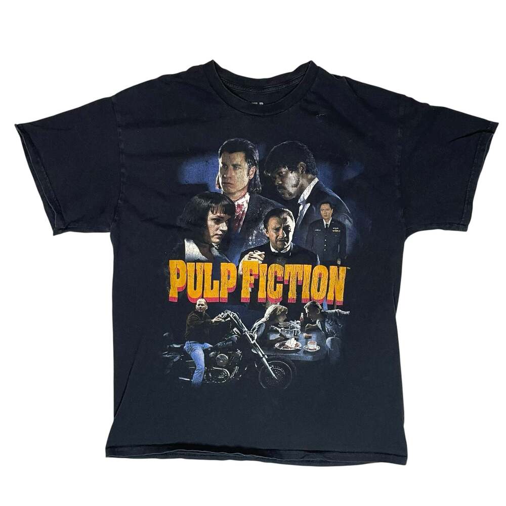Pulp Fiction Graphic T-Shirt Black Movie Tee Size Large